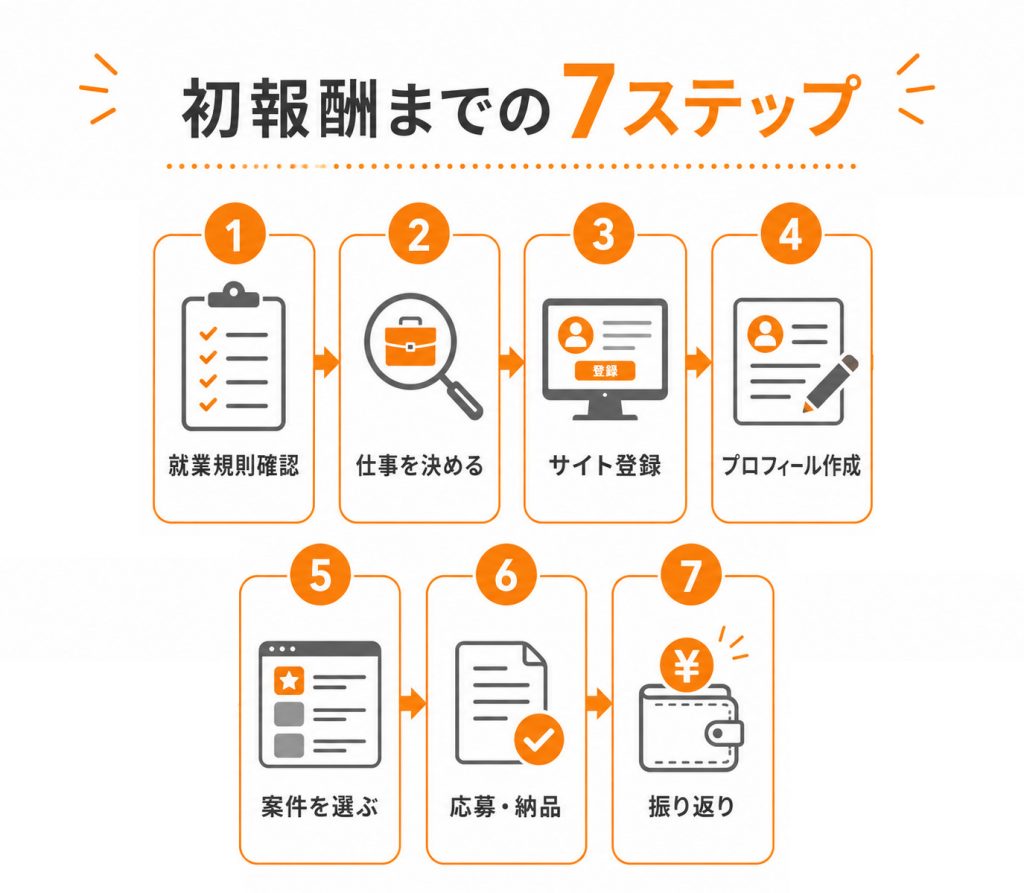 クラウドソーシング副業で初報酬を得るまでの7ステップ