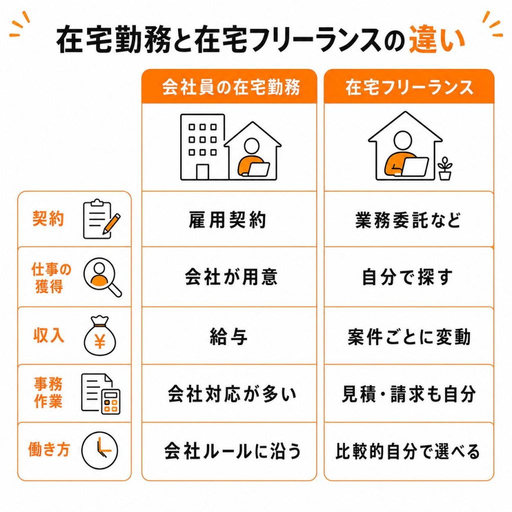 会社員の在宅勤務と在宅フリーランスの違い