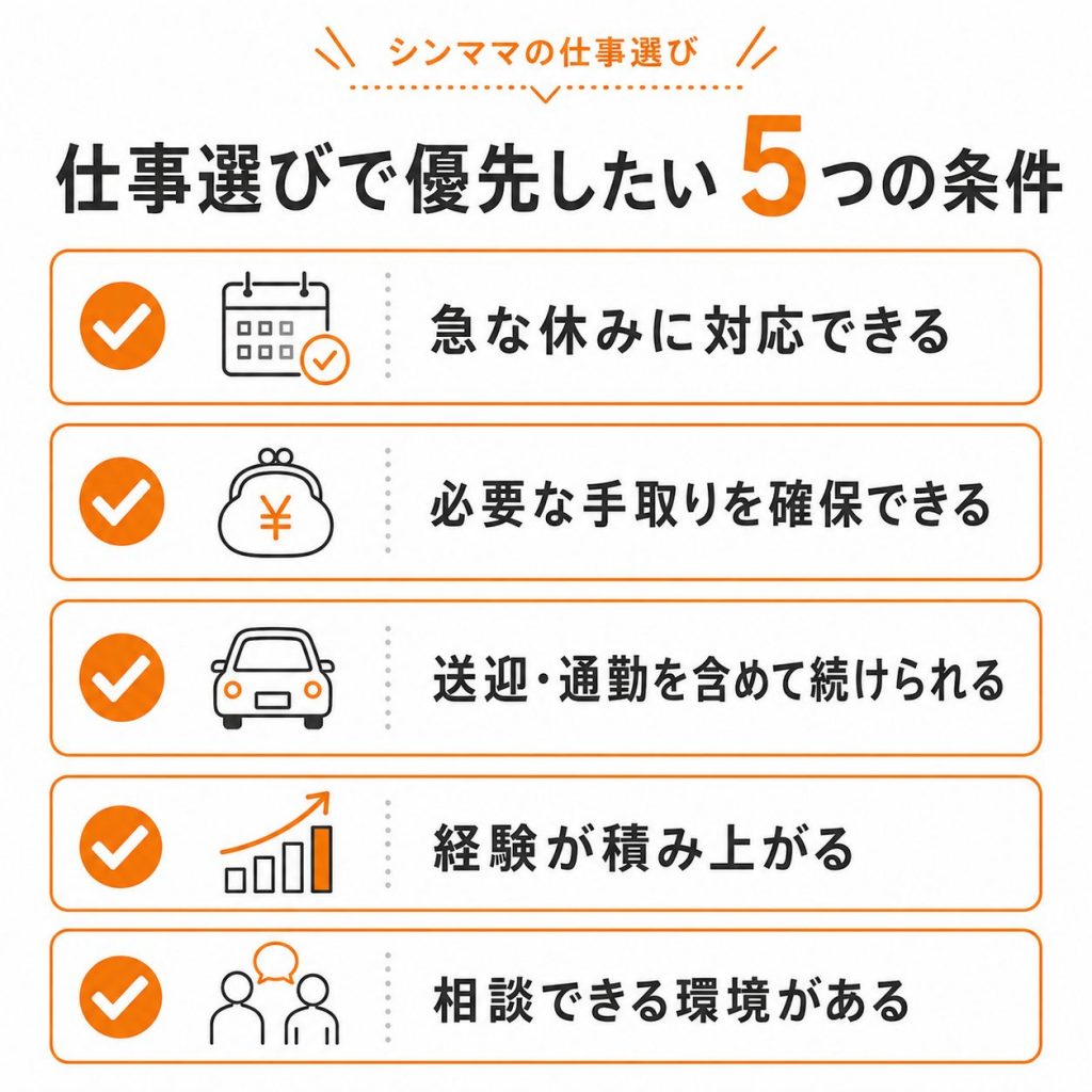 シンママが仕事選びで優先したい5つの条件