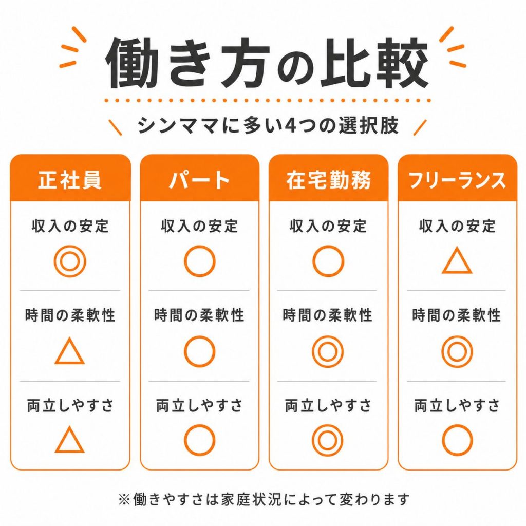 正社員・パート・在宅勤務・フリーランスの働き方比較